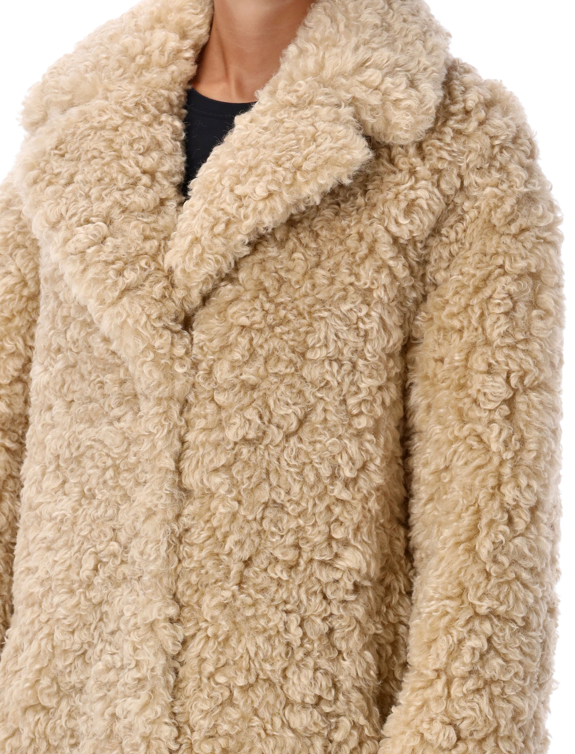 STAND STUDIO Oversized Eco Shearling Jacket - Knee-Length Fit