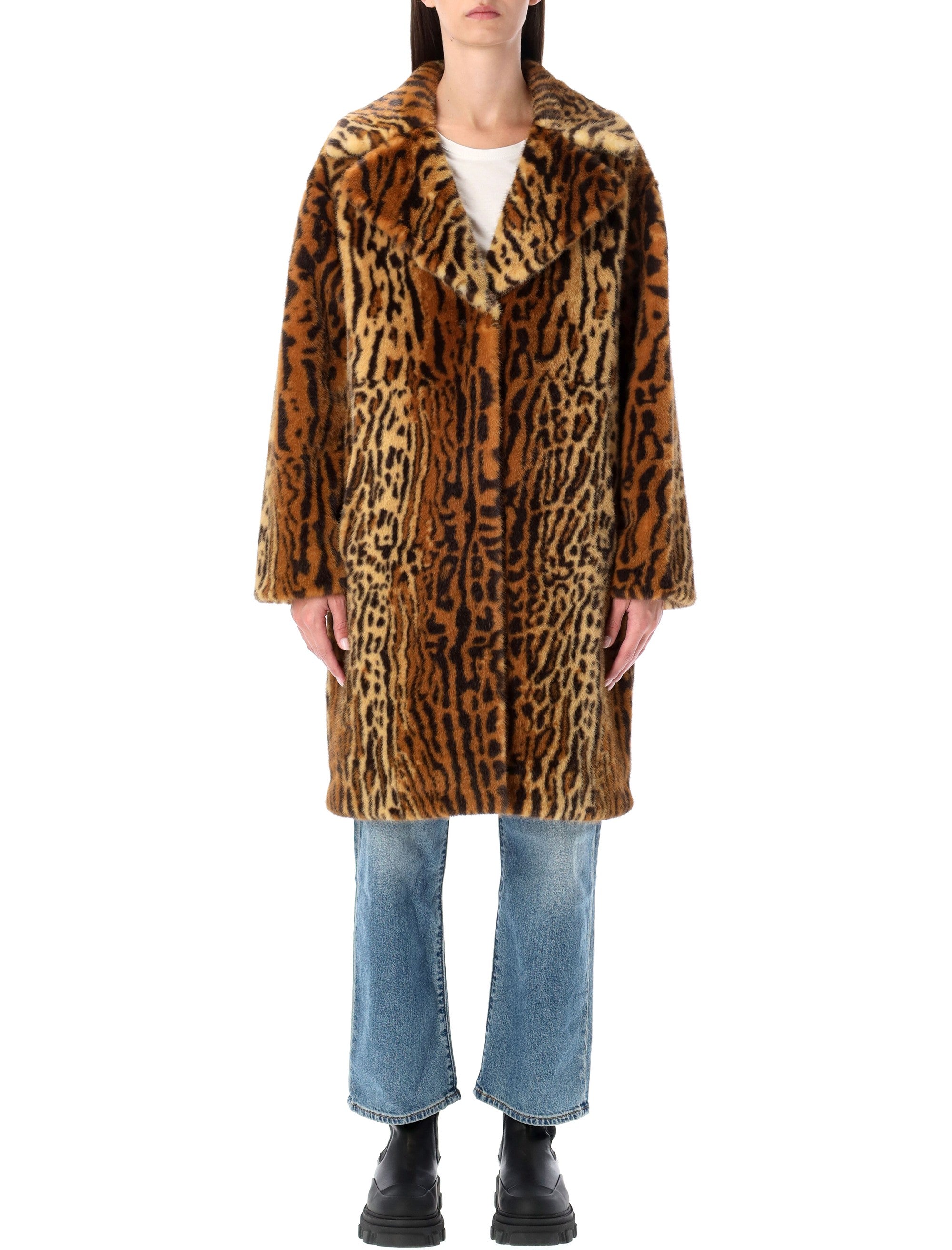 STAND STUDIO Leopard Print Cocoon Jacket for Women - FW25