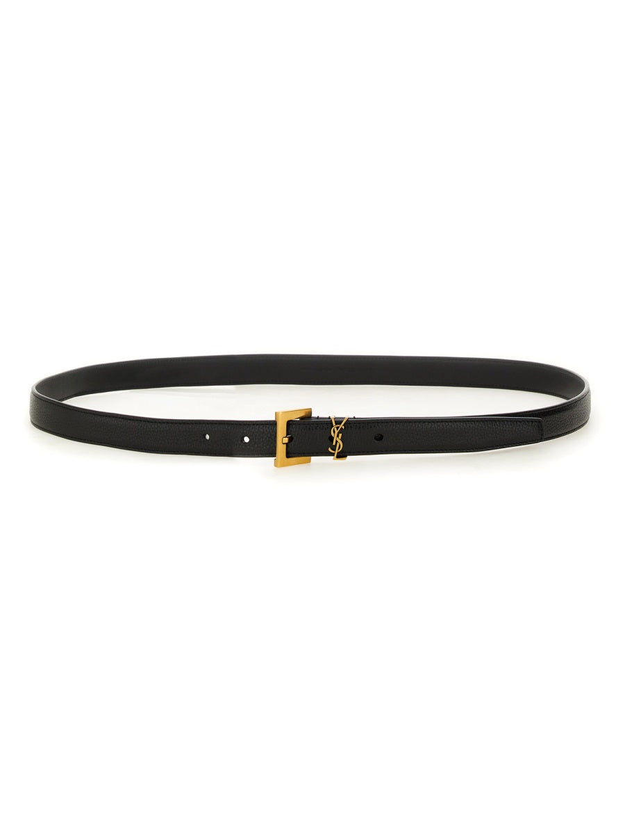SAINT LAURENT Sleek Leather Belt with Signature Detailing