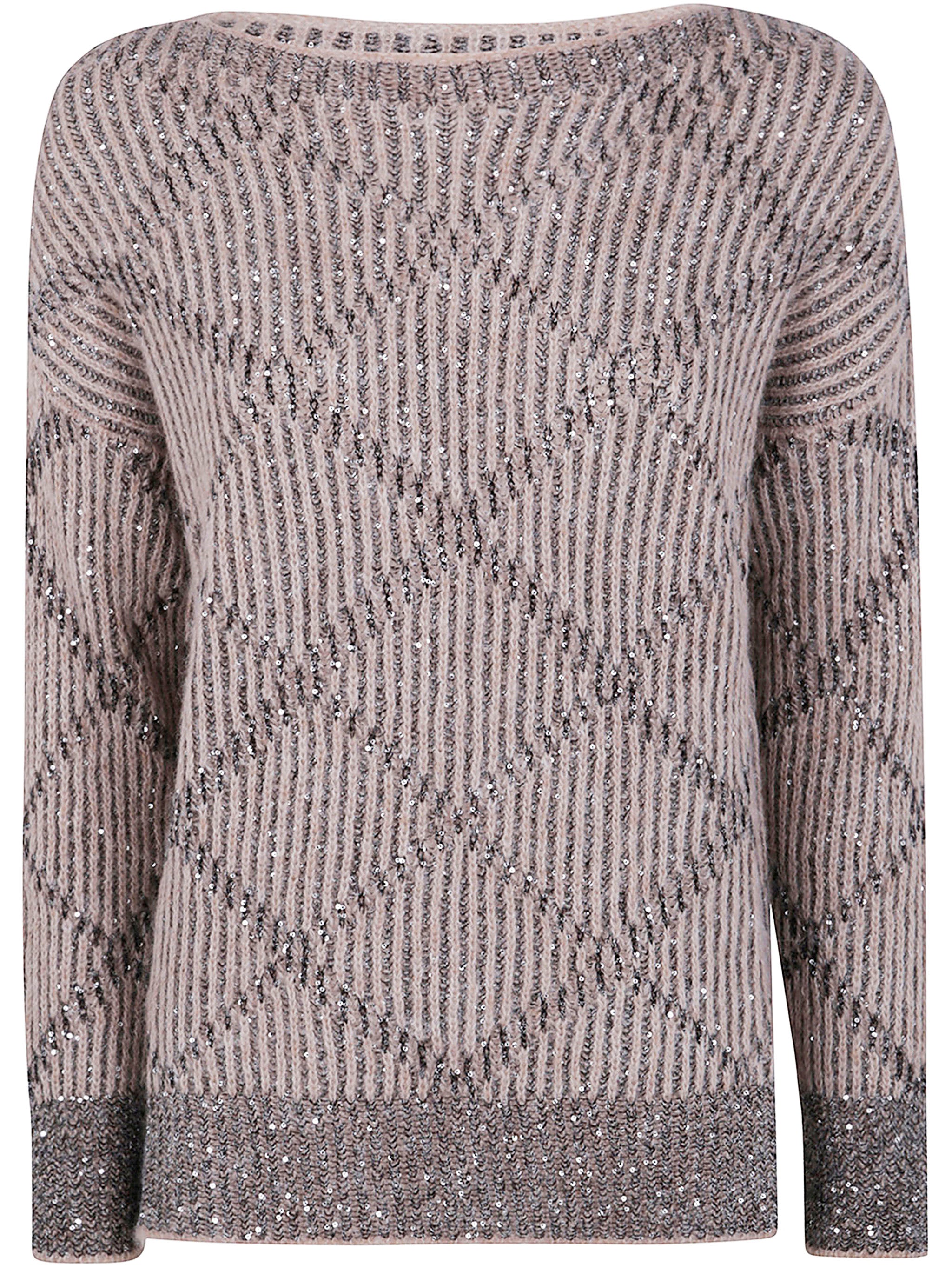 D.EXTERIOR Sequined Rhombus Boatneck Sweater