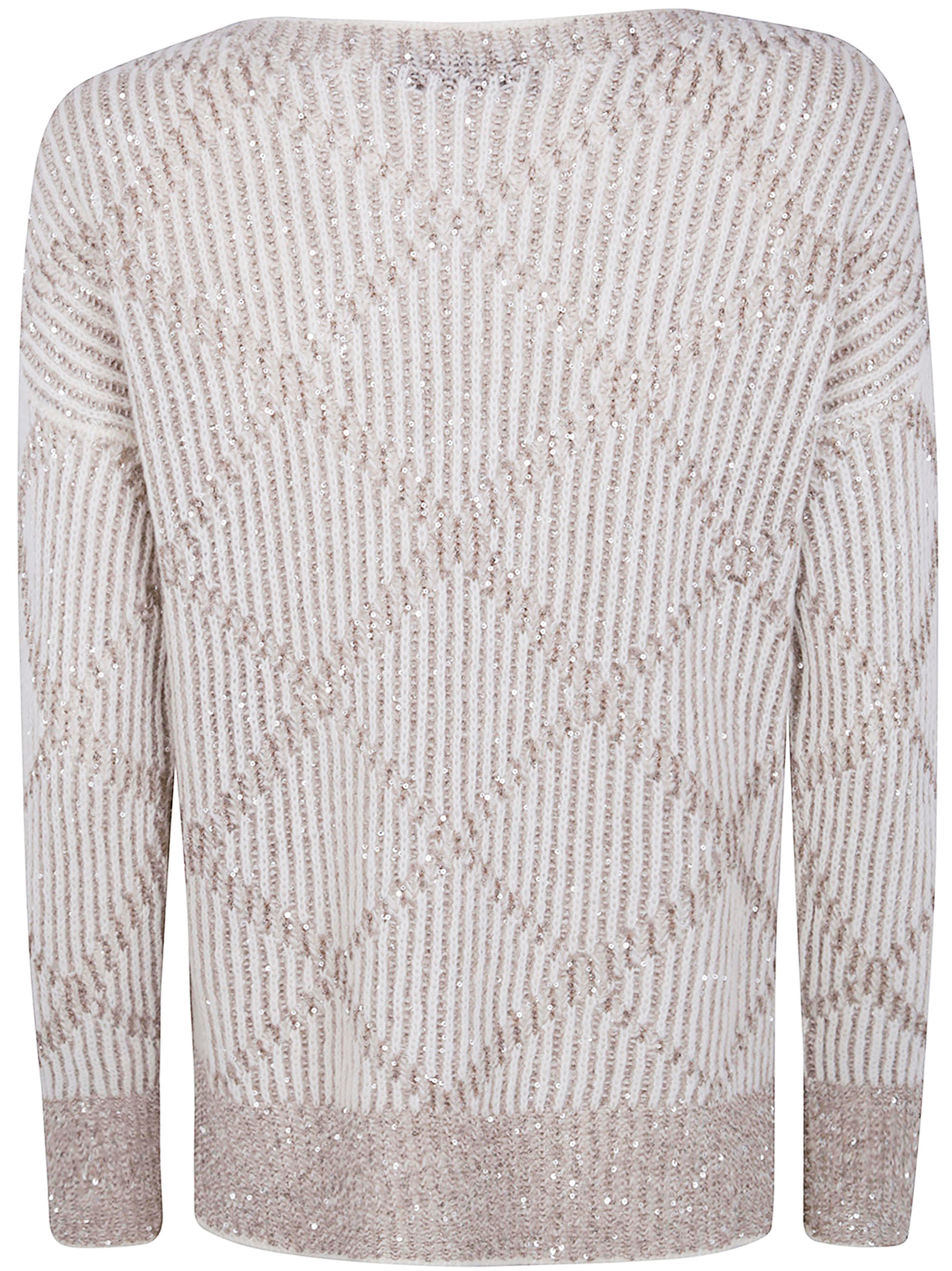 D.EXTERIOR Sequin Rhombus Boatneck Sweater