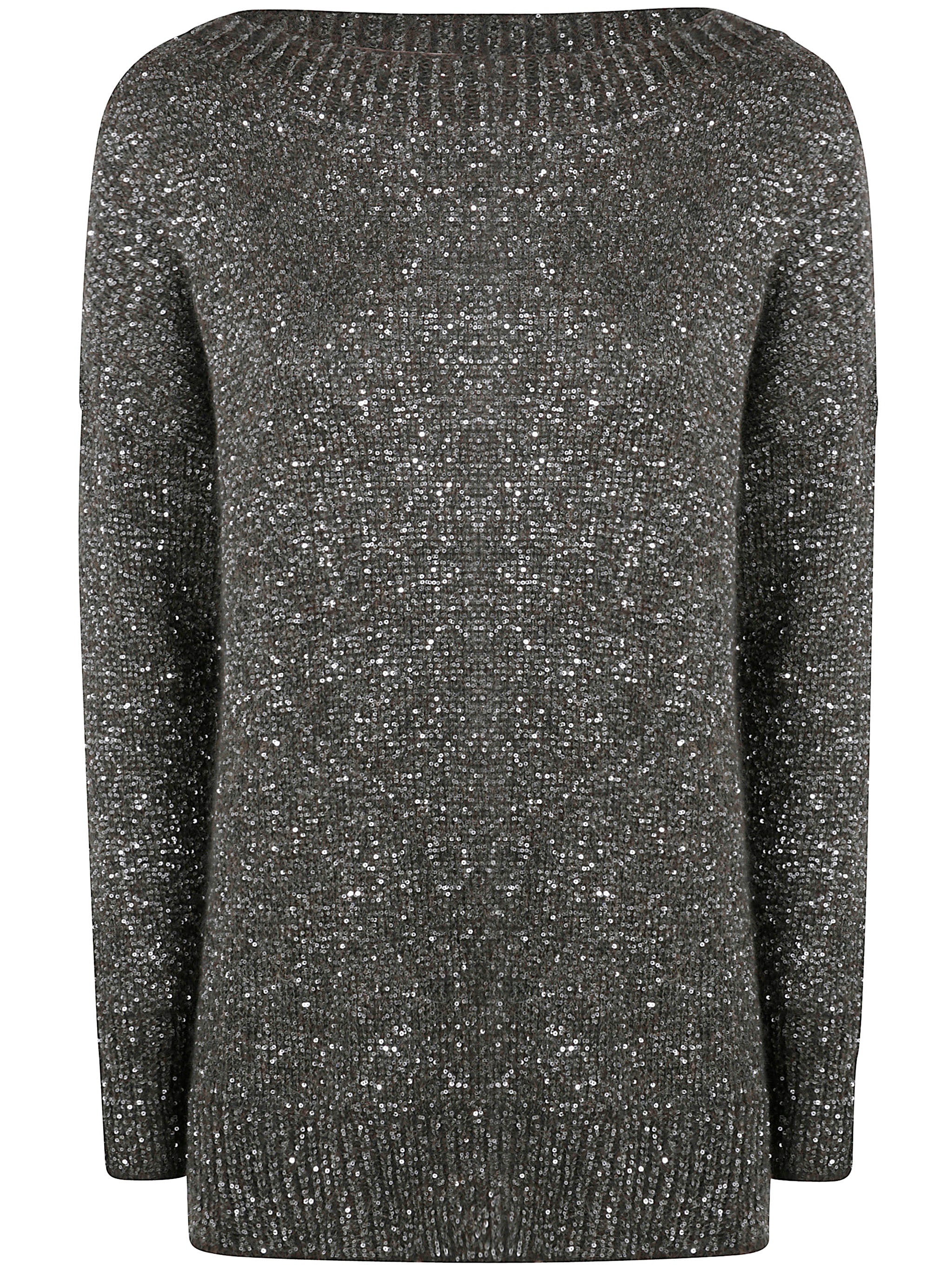 D.EXTERIOR Boatneck Sequin Soft Long Sweater