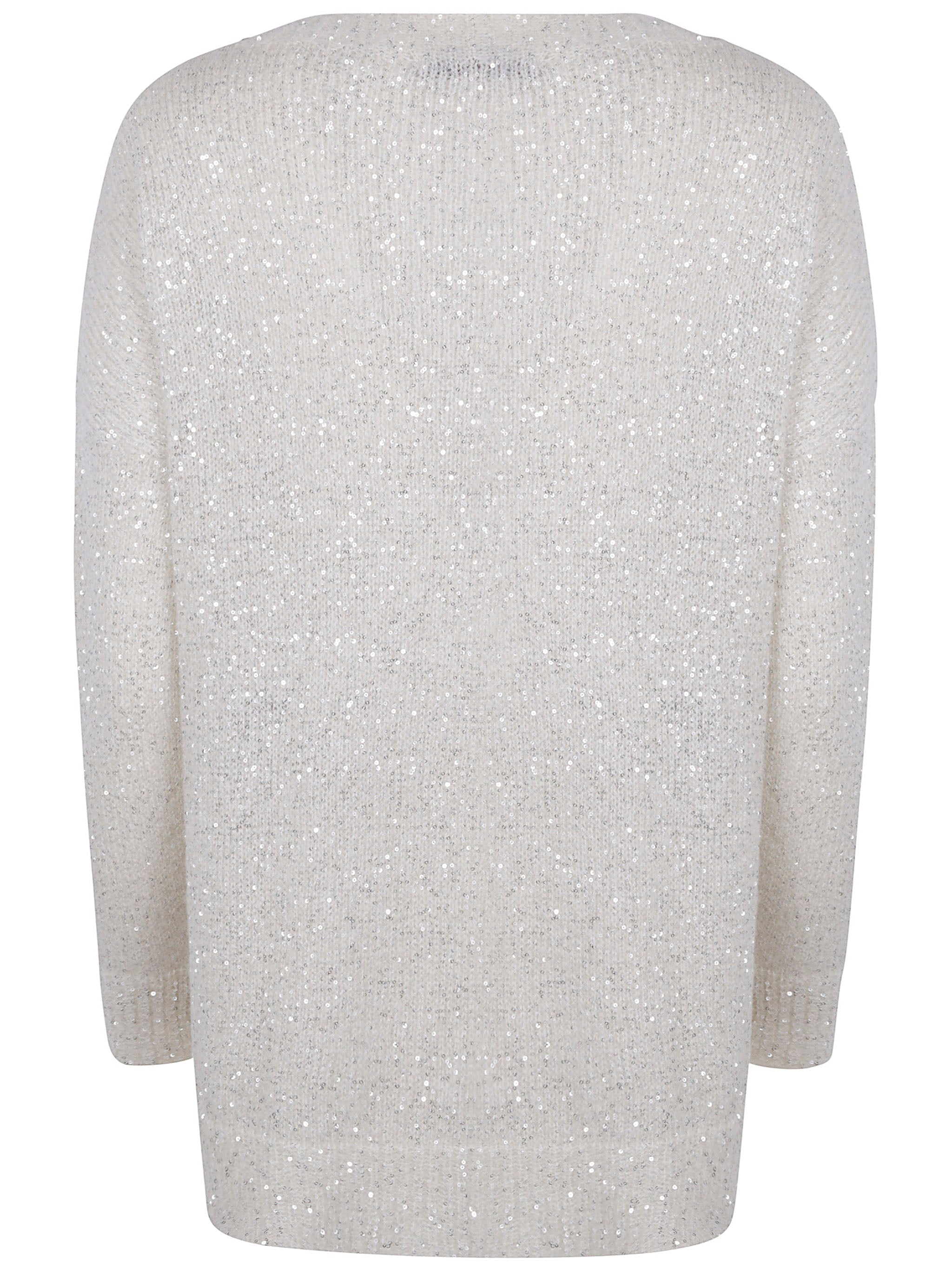 D.EXTERIOR Boatneck Sequined Soft Long Sweater for Women