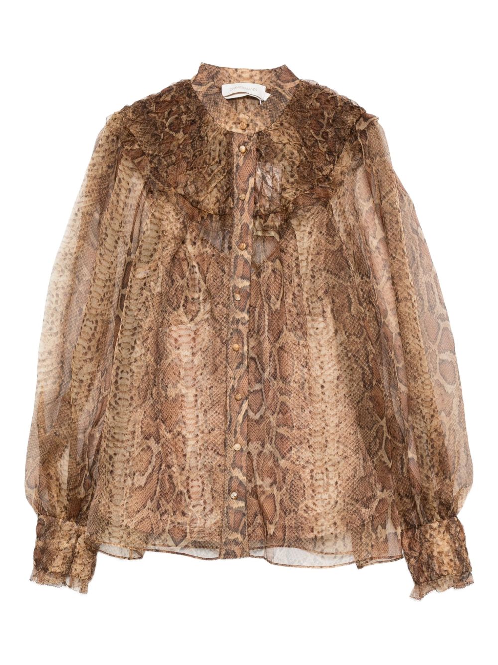 ZIMMERMANN Silk Snake Print Blouse with Ruffled Details