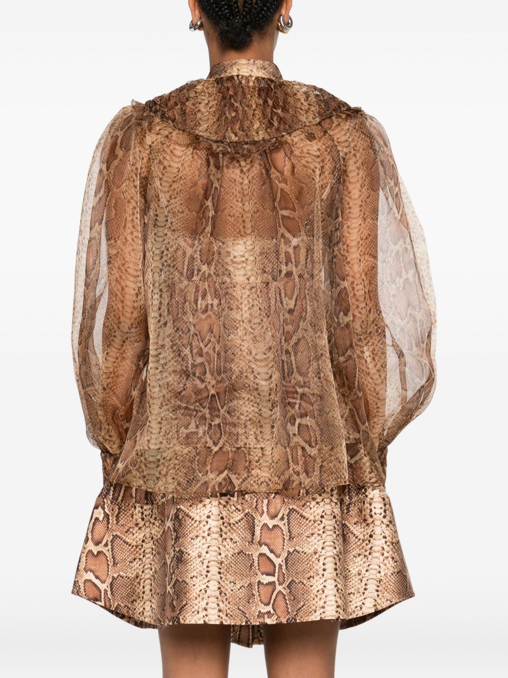 ZIMMERMANN Silk Snake Print Blouse with Ruffled Details