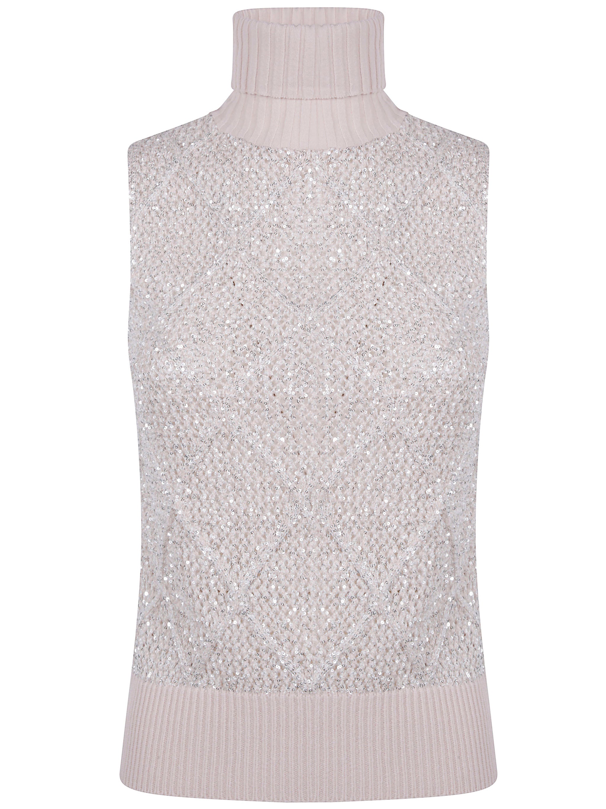 D.EXTERIOR Slim Top with Rhombus Sequins