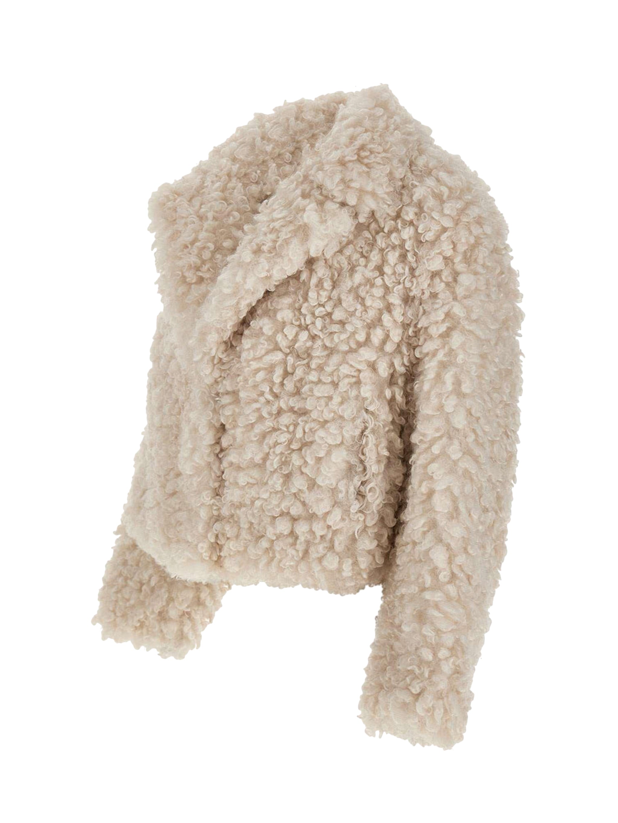 STAND STUDIO Oversized Cropped Curly Faux Fur Jacket