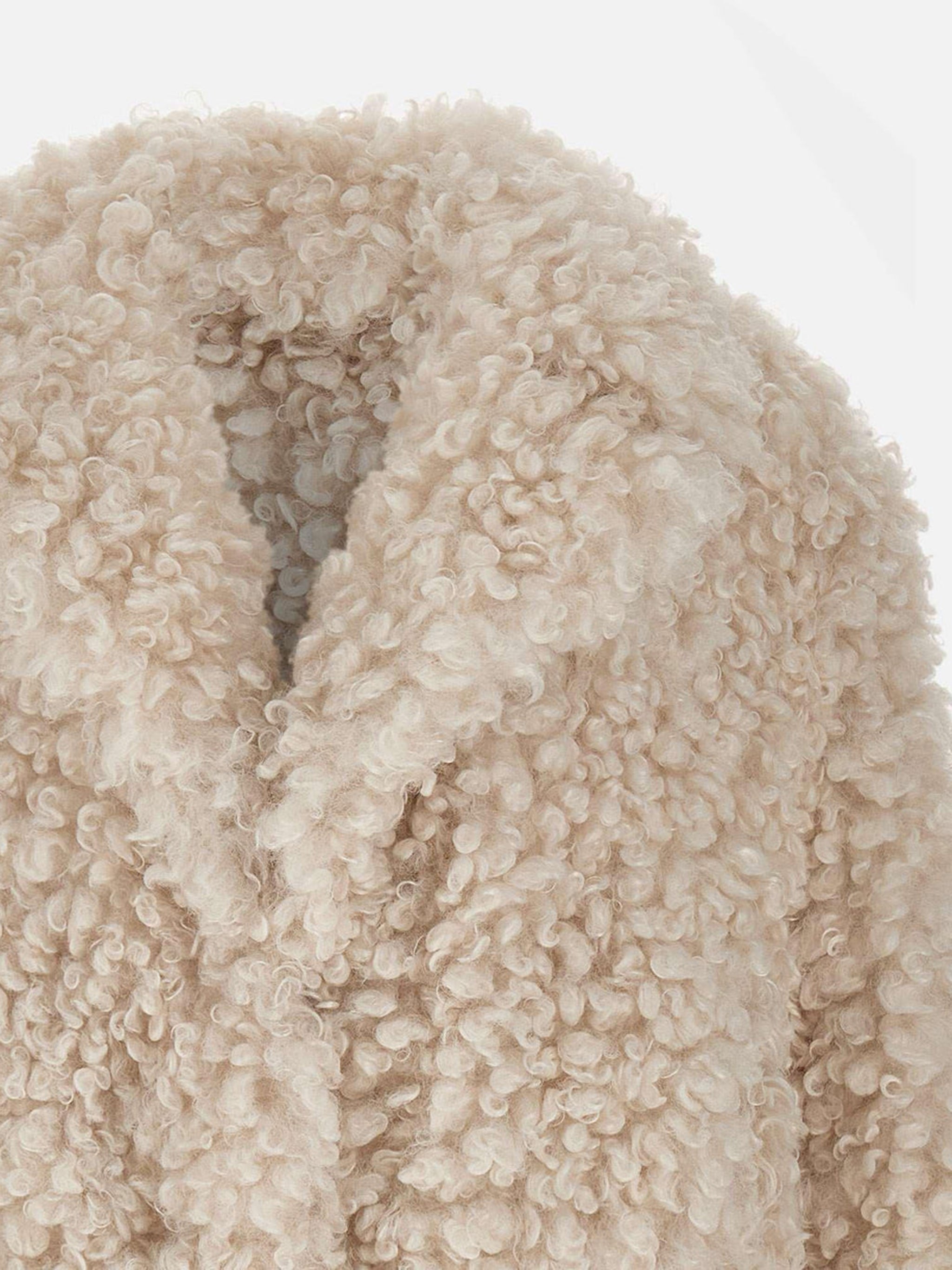 STAND STUDIO Oversized Cropped Curly Faux Fur Jacket