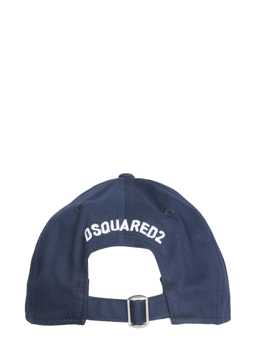 DSQUARED Cotton Baseball Hat with Rigid Visor