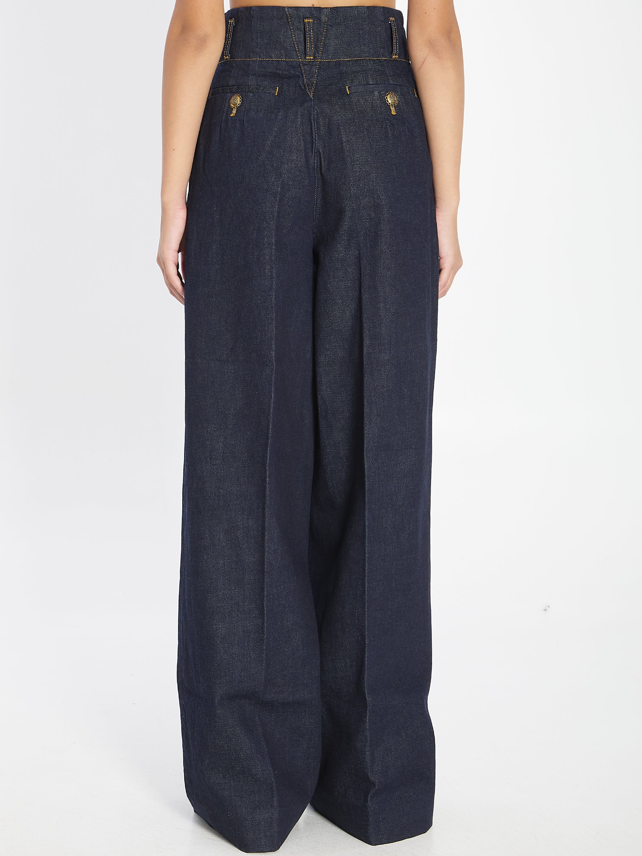 ZIMMERMANN High Waist Wide Leg Denim Pants Size 0