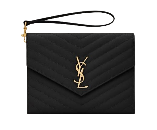 SAINT LAURENT Mini Chevron-Quilted Pouch Handbag