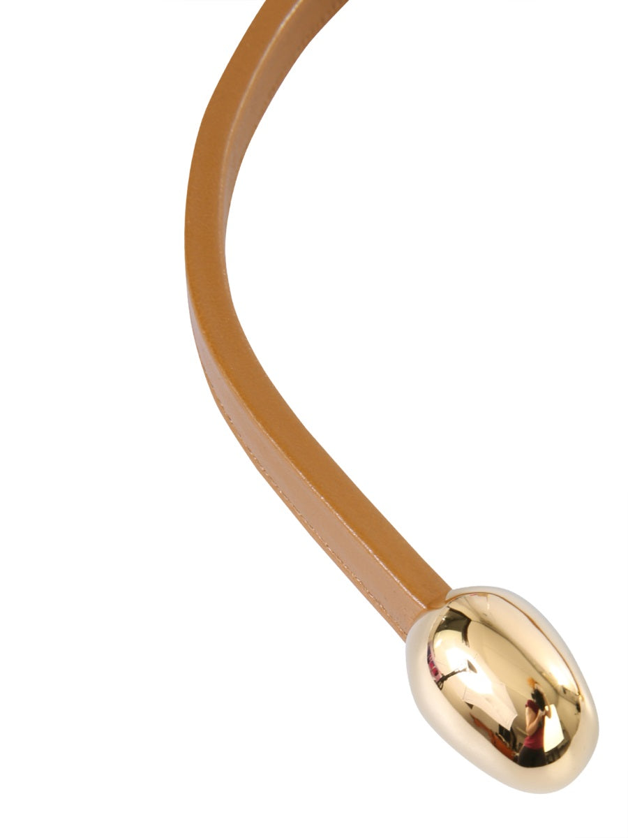 BOTTEGA VENETA Leather Necklace with Brass Details