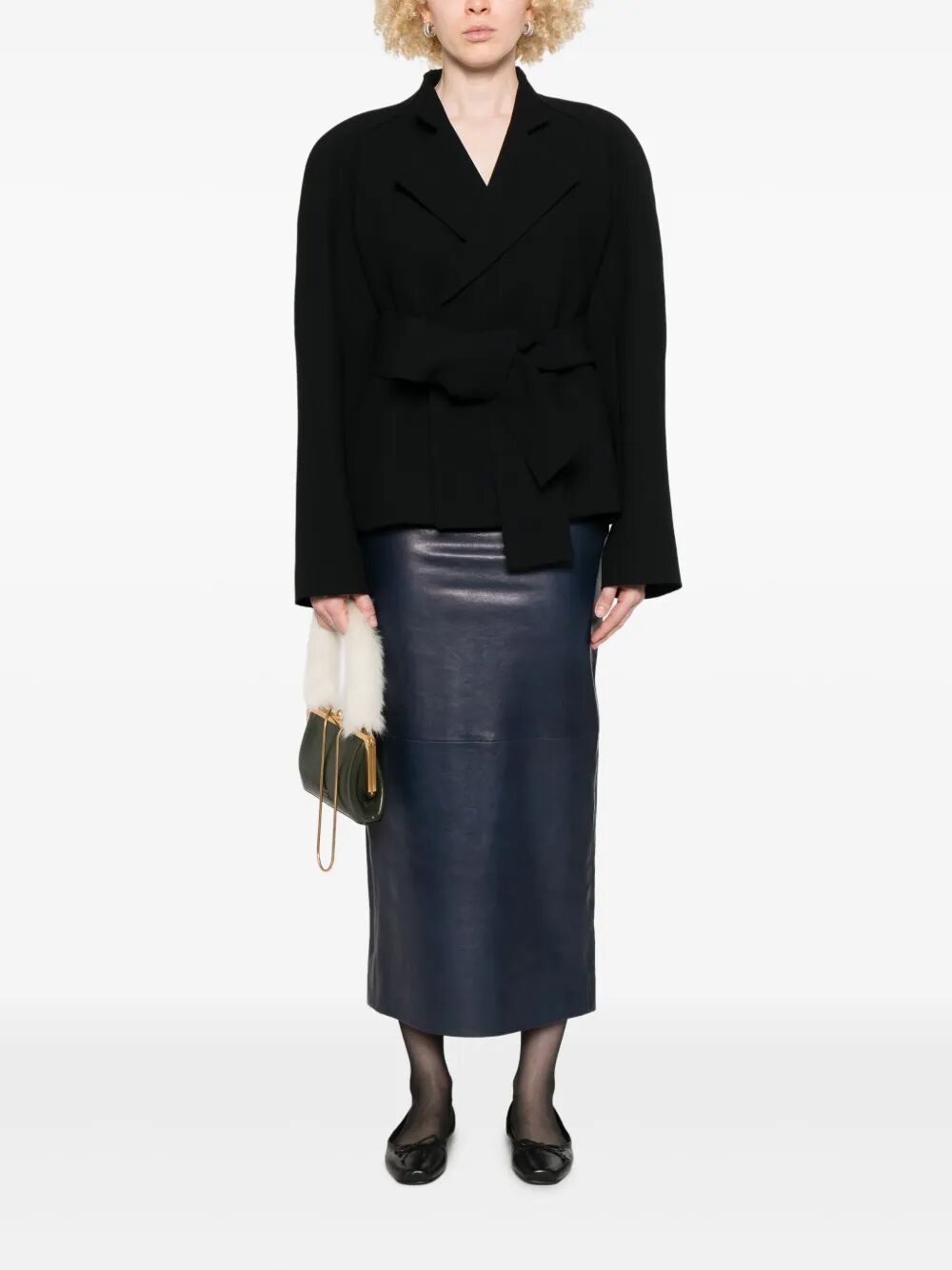 KHAITE Creased Pleated Jacket with Adjustable Waist Belt