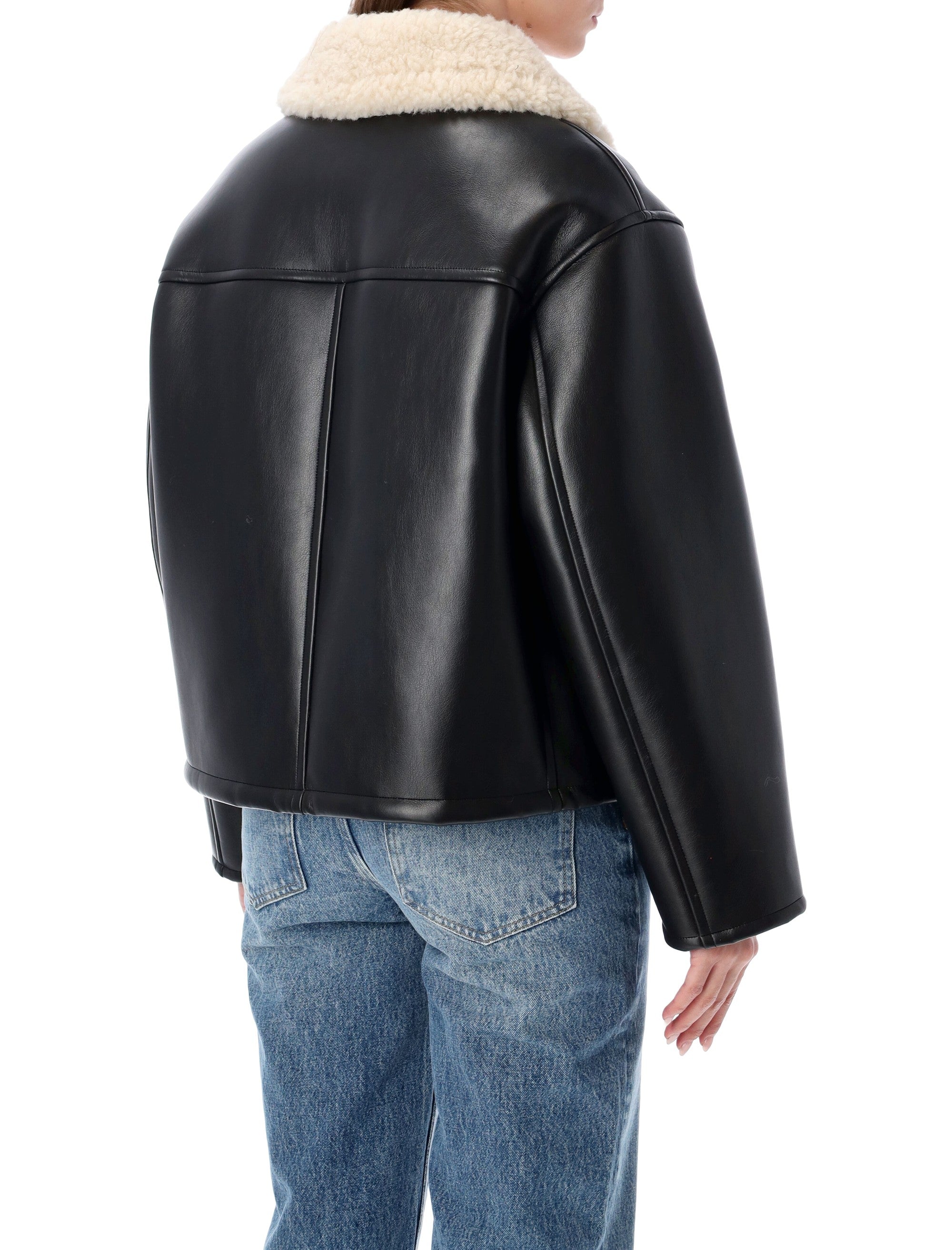 STAND STUDIO Mini Faux Leather Shearling Aviator Jacket