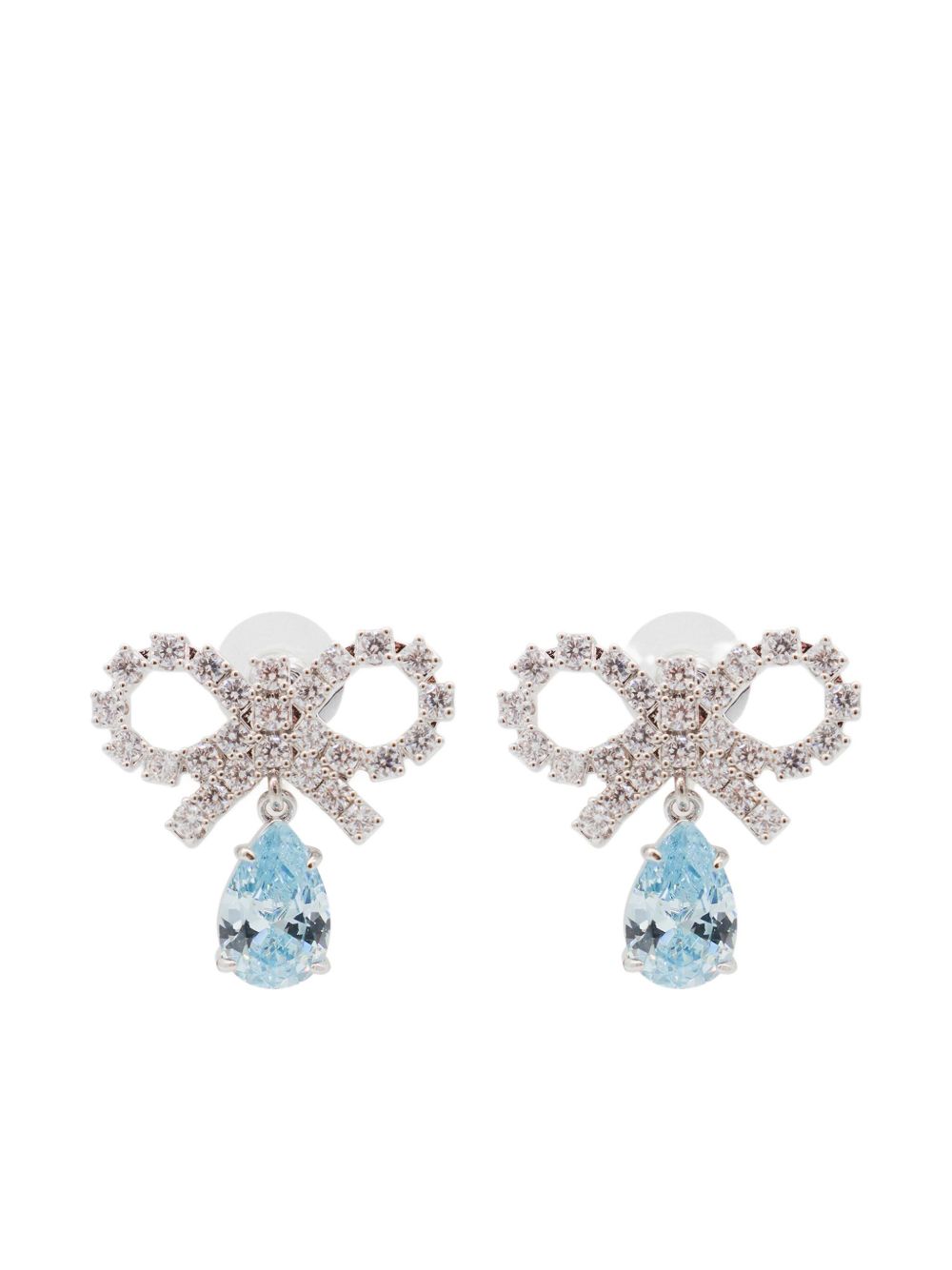 SELF-PORTRAIT Bow Design Earrings with Pear-Cut Stone