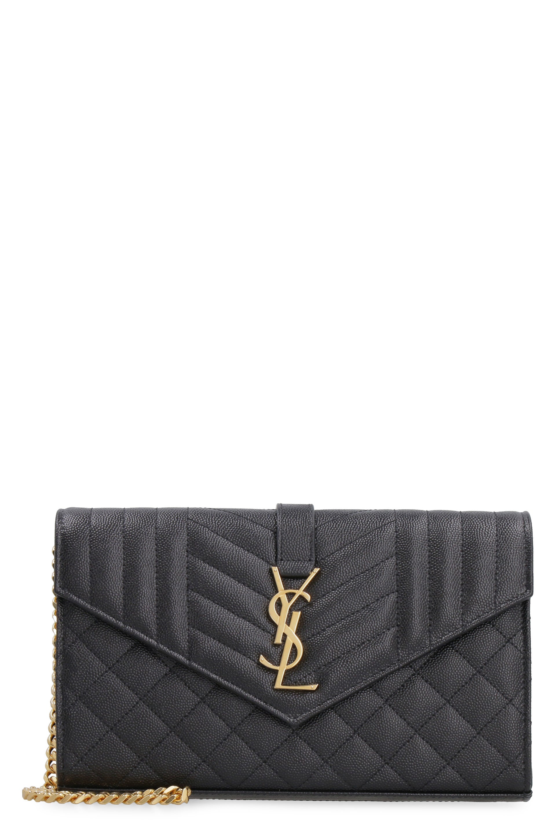 SAINT LAURENT Quilted Leather Mini Wallet on Chain