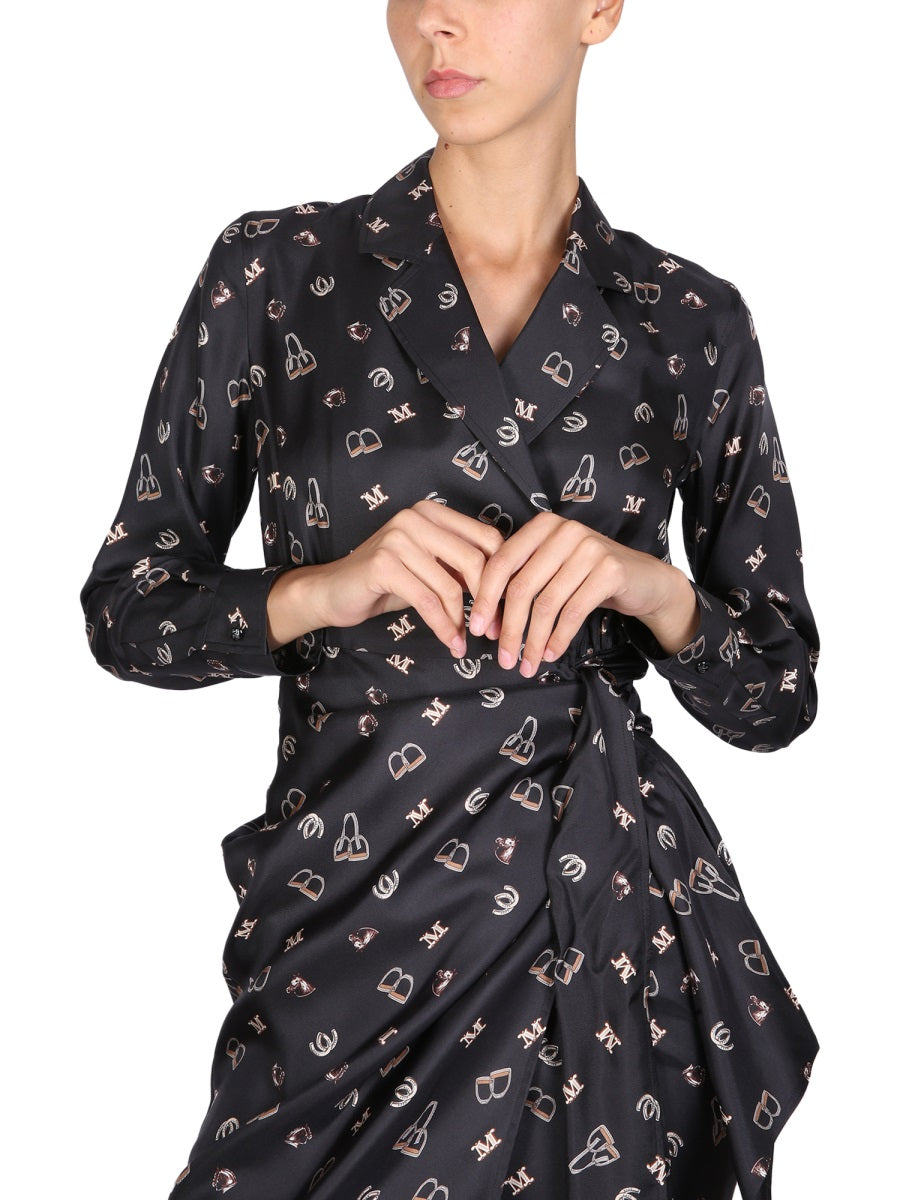 MAX MARA V-Neck Notched Lapel Dress