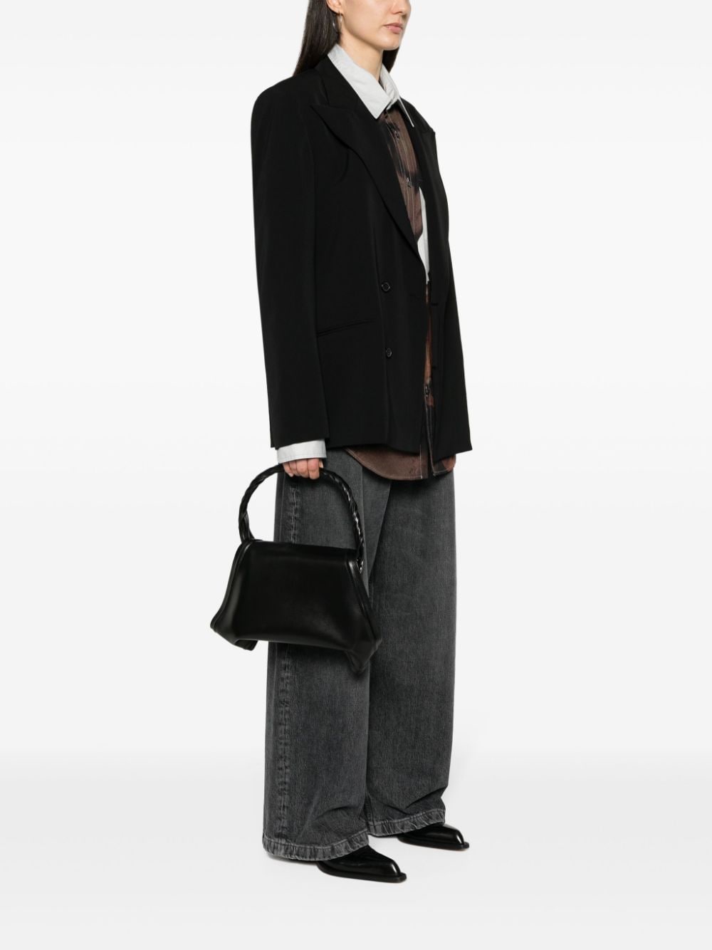 Y/PROJECT Twisted Handle Leather Handbag