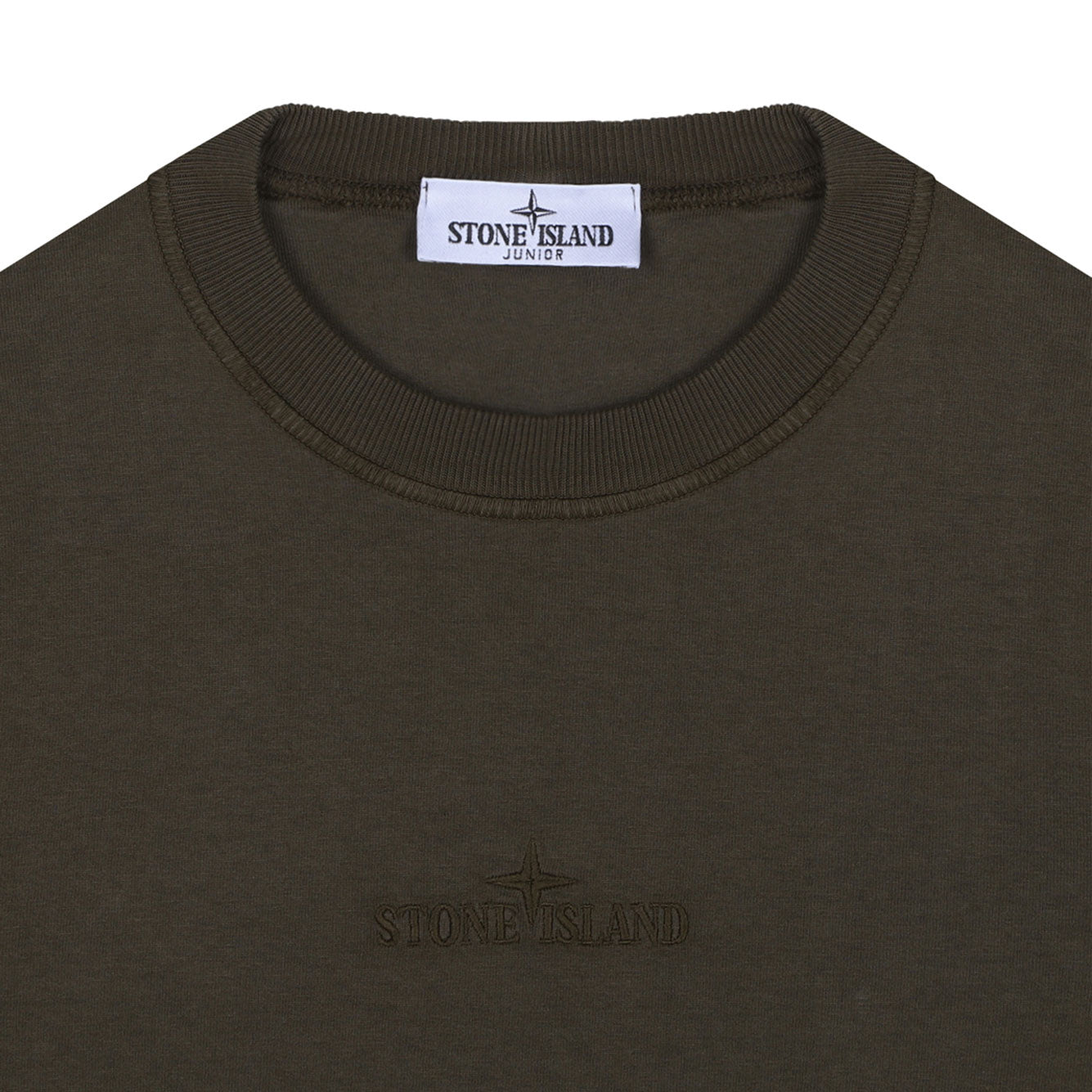 STONE ISLAND KIDS Military Green Cotton T-Shirt for Boys - SS25