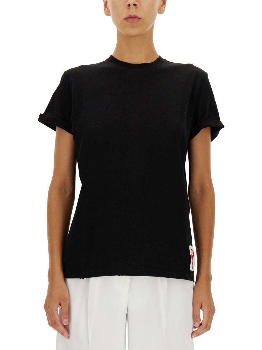 GOLDEN GOOSE Cotton T-Shirt with Logo Patch