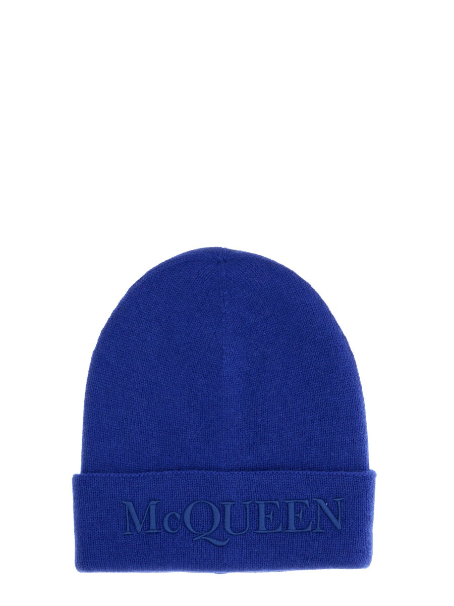 ALEXANDER McQUEEN Ribbed Knitted Logo Hat for Men