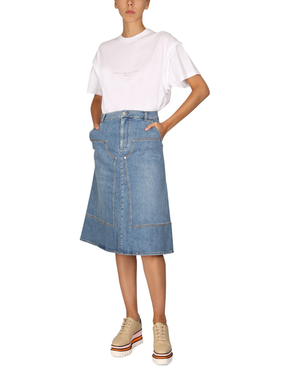 STELLA McCARTNEY Crystal Logo T-Shirt with Necklace Detail