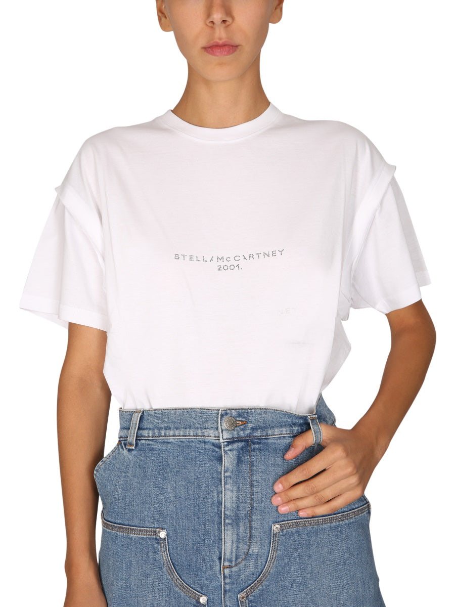 STELLA McCARTNEY Crystal Logo T-Shirt with Necklace Detail