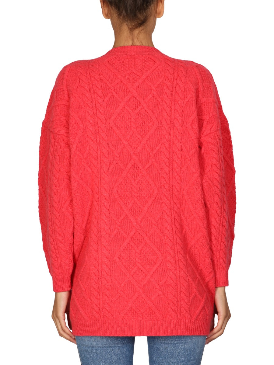 STELLA McCARTNEY Wool Crew Neck Sweater with Cross-Neck Detail