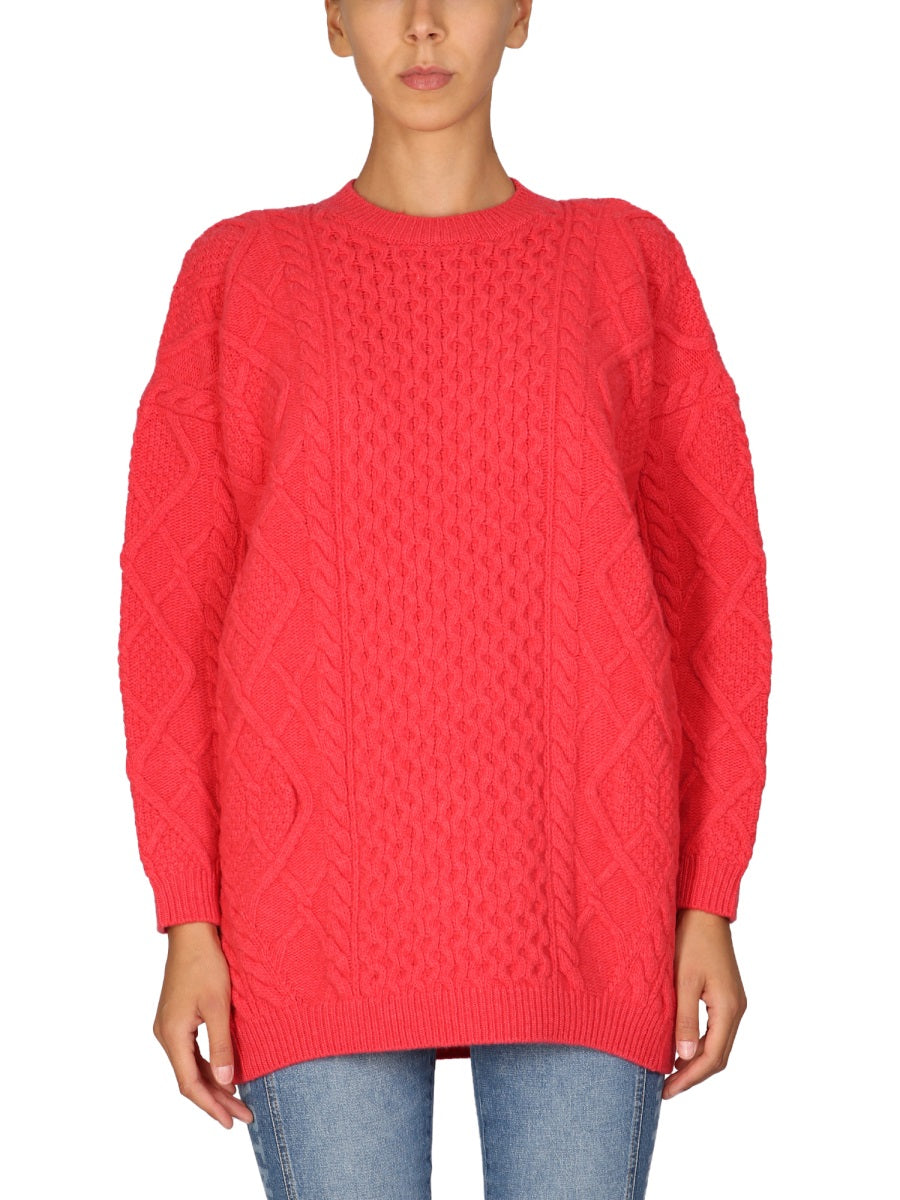 STELLA McCARTNEY Wool Crew Neck Sweater with Cross-Neck Detail