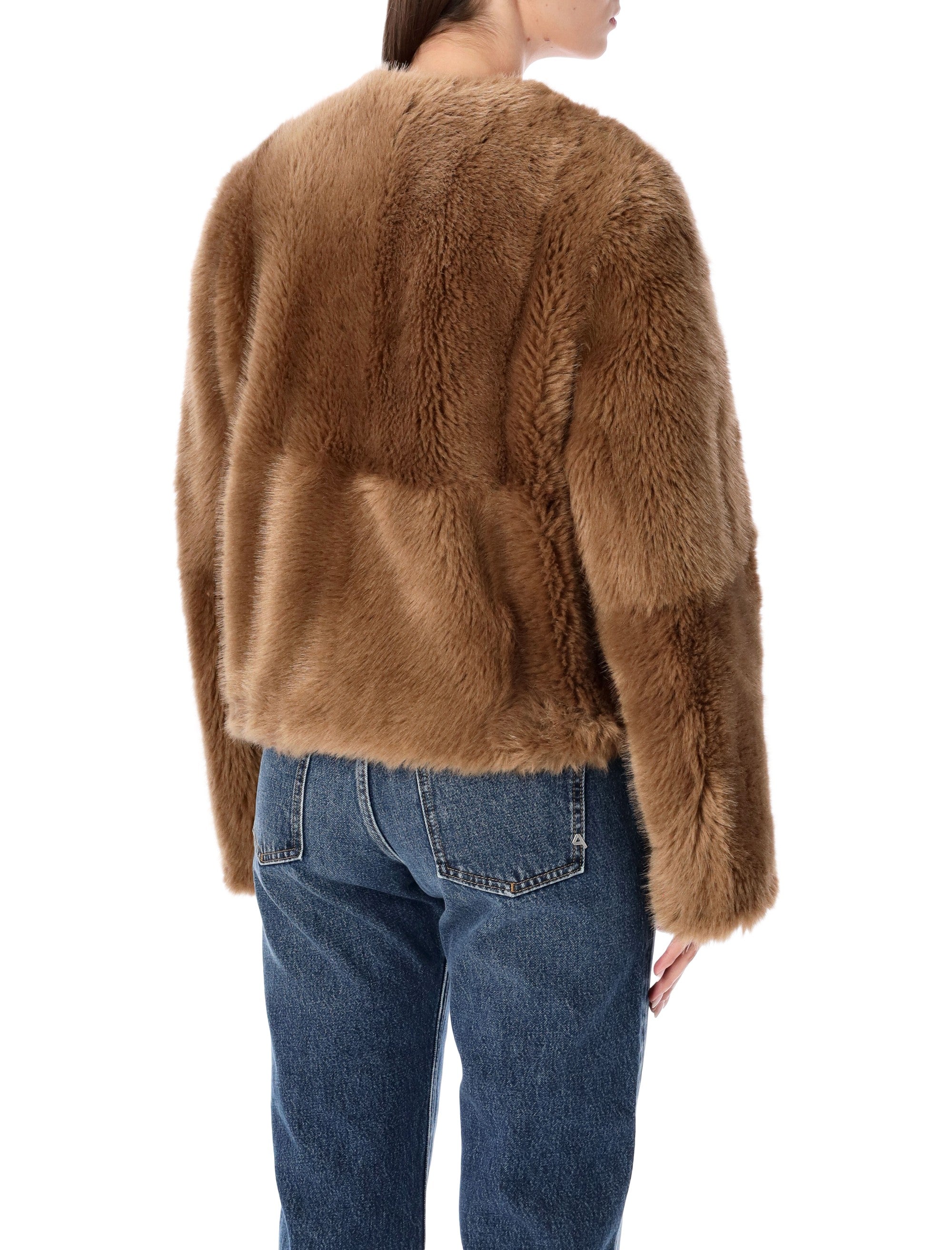 STAND STUDIO Mini Patchwork Faux Fur Jacket