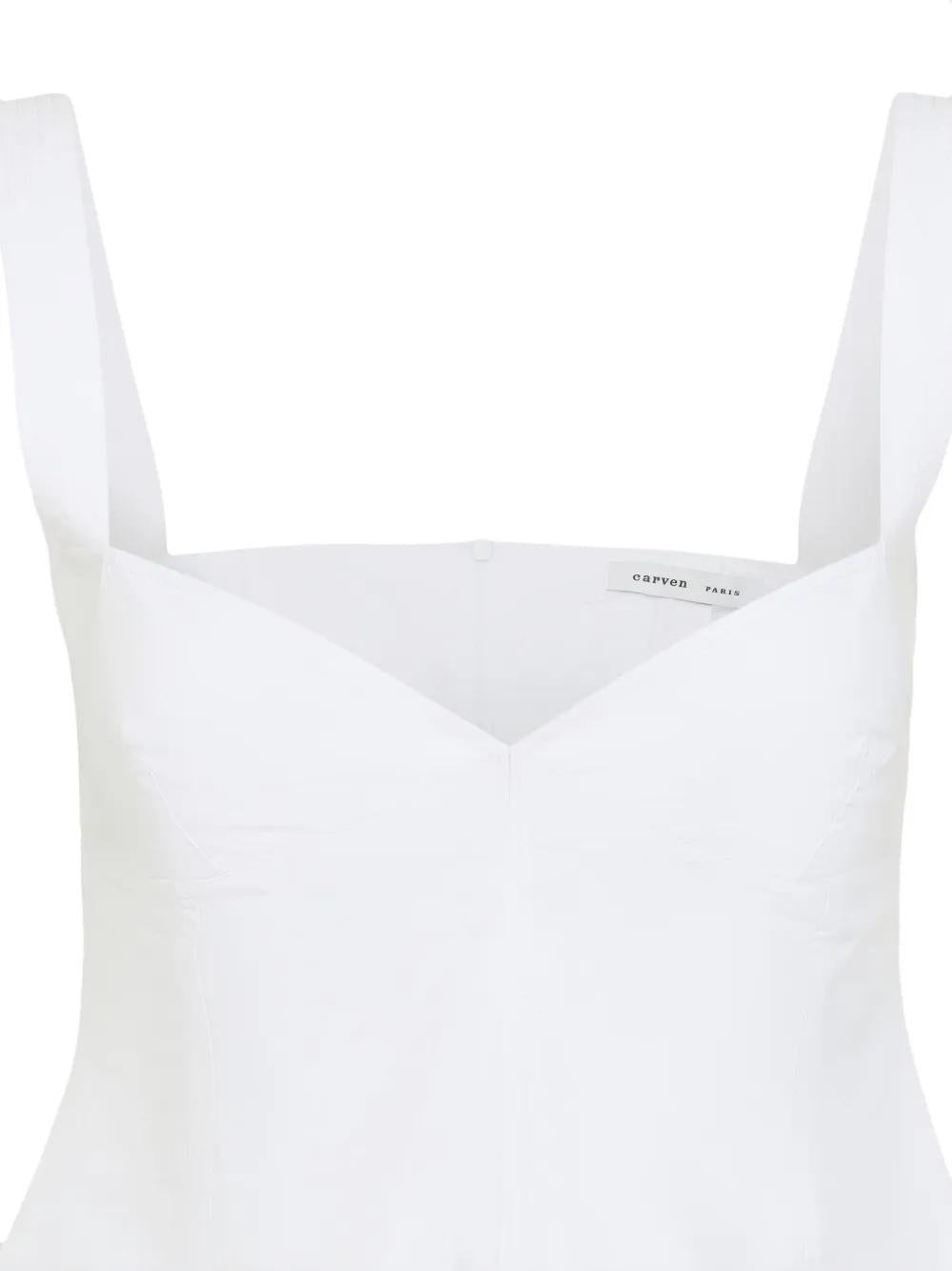 CARVEN Plunge Neck Long Top in Cotton