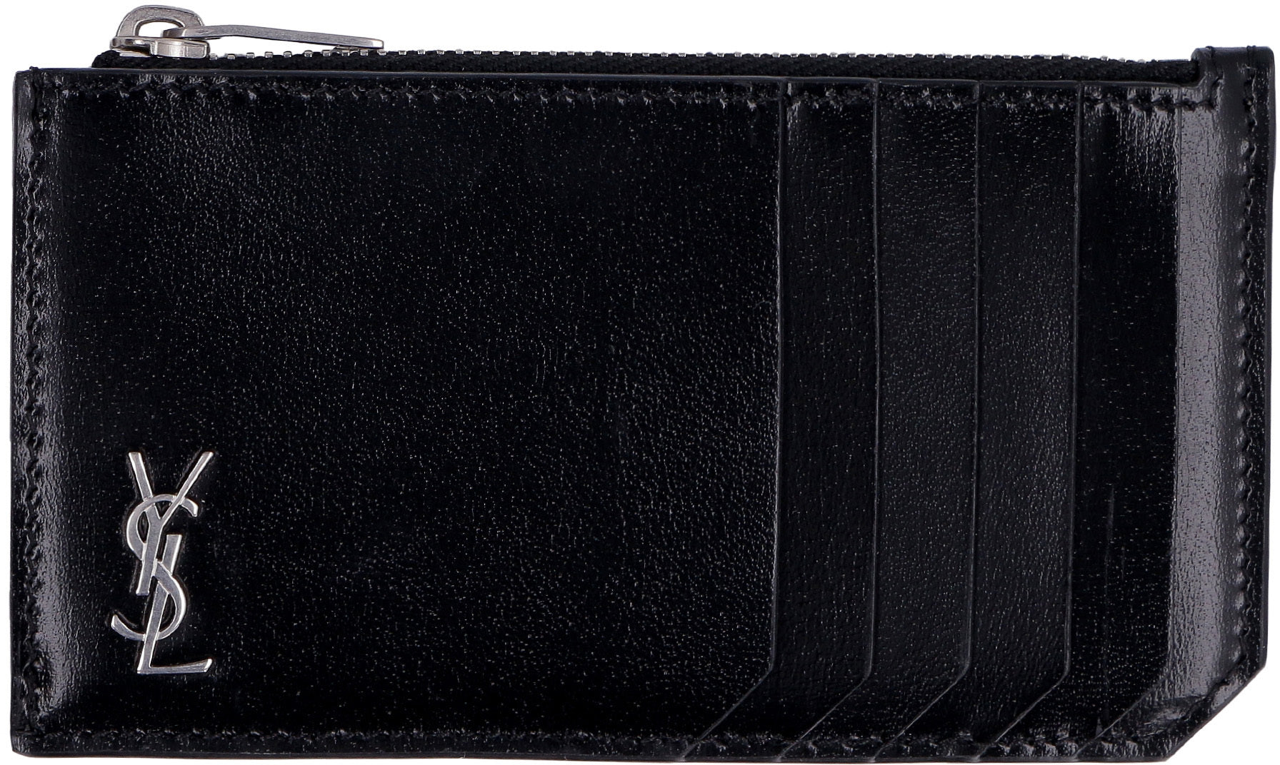 SAINT LAURENT Mini Monogram Zip Credit Card Holder