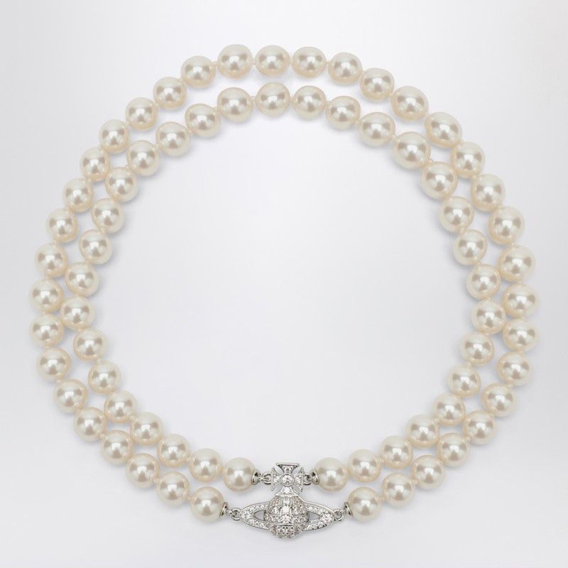 VIVIENNE WESTWOOD Graziella Platinum Choker with Synthetic Pearls