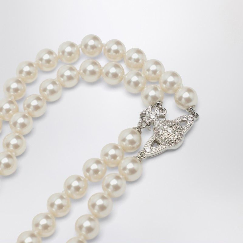 VIVIENNE WESTWOOD Graziella Platinum Choker with Synthetic Pearls