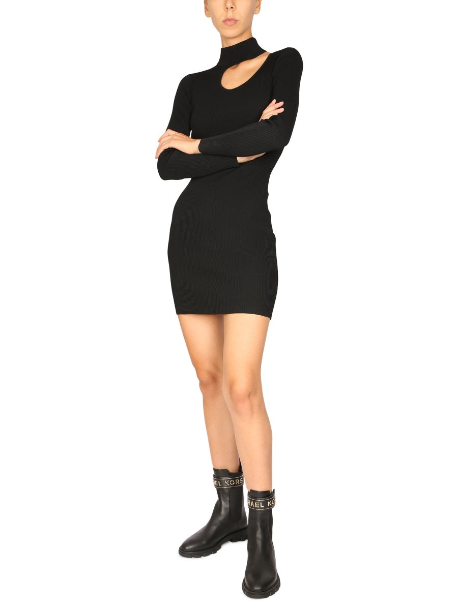 MICHAEL BY MICHAEL KORS Chic High Neck Mini Dress with Cut Out Detail