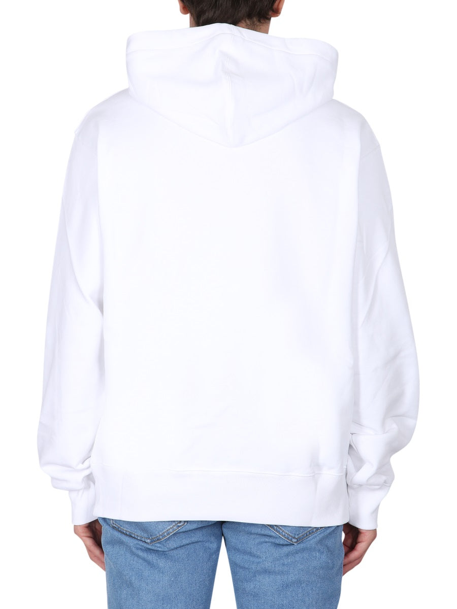 MOSCHINO Men's Drawstring Hood Teddy Print Sweatshirt