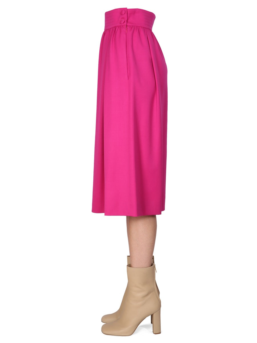 MOSCHINO Flared Midi Skirt with Side Button and Zipper Closure
