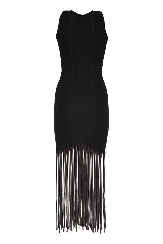 BOTTEGA VENETA Cut-Out Shoulder Mini T-Shirt with Fringed Hem