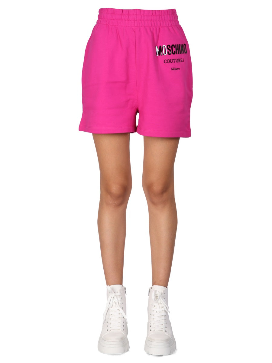MOSCHINO Vinyl Logo Mini Shorts