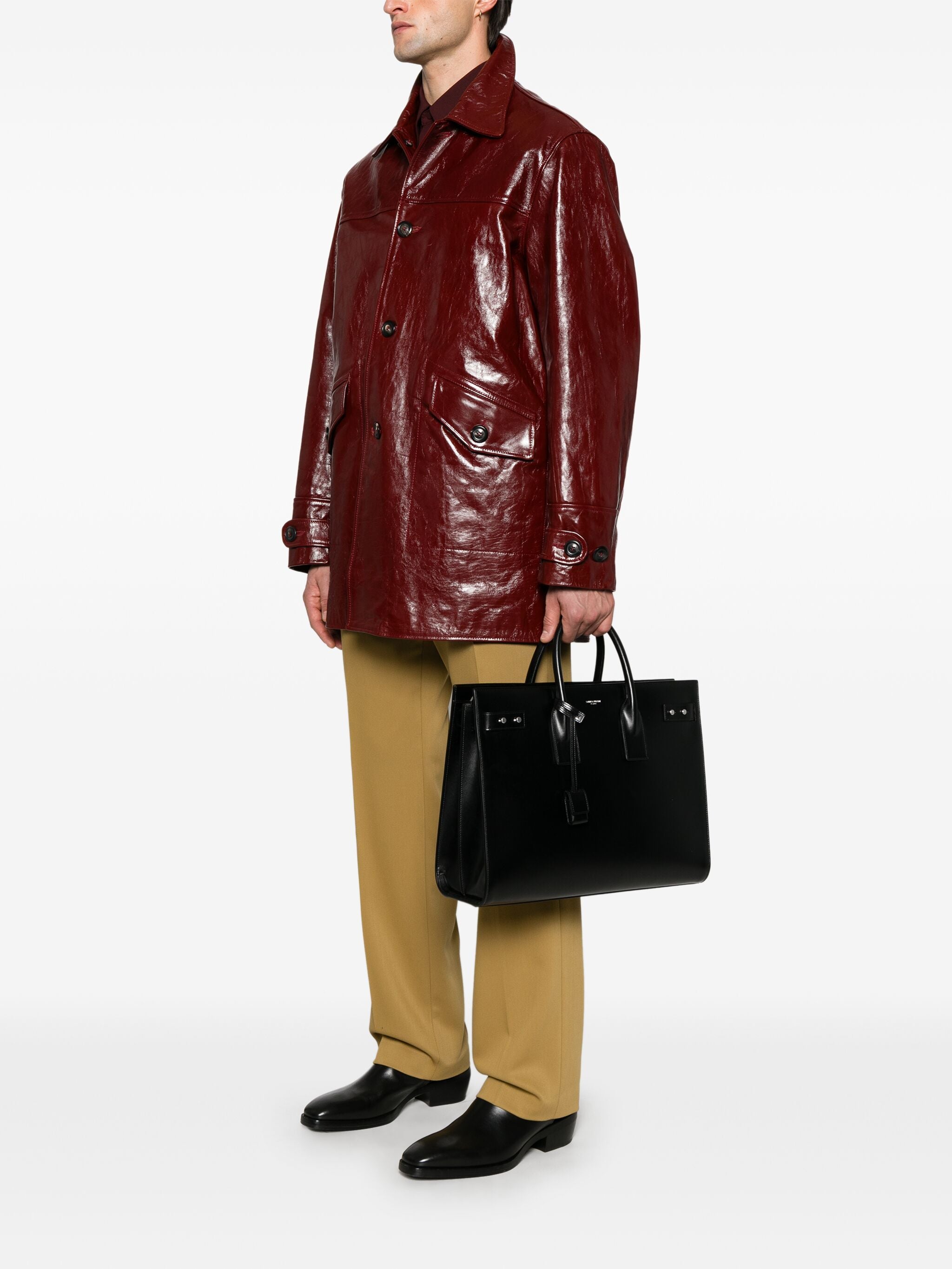 SAINT LAURENT Men's Calfskin Leather Handbag - SS25 Collection