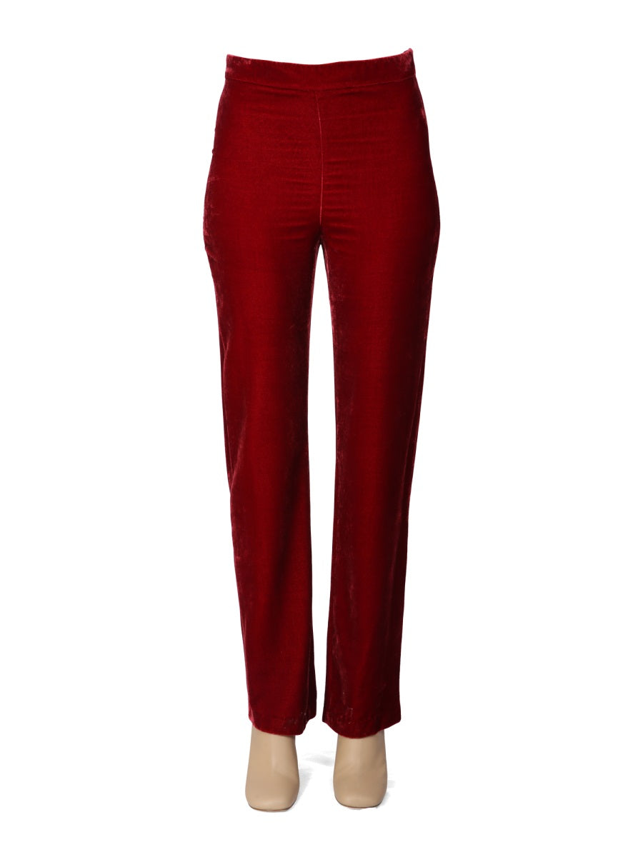 BOUTIQUE MOSCHINO Velvet Trousers with Concealed Side Zipper for Women
