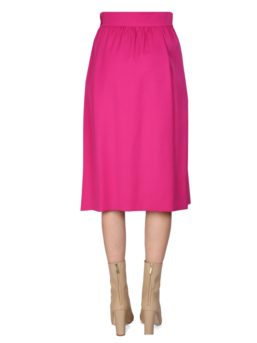 MOSCHINO Flared Midi Skirt with Side Button and Zipper Closure