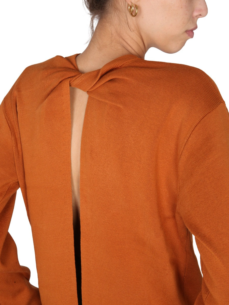 PROENZA SCHOULER WHITE LABEL Silk Blend Knit Sweater with Back Slit