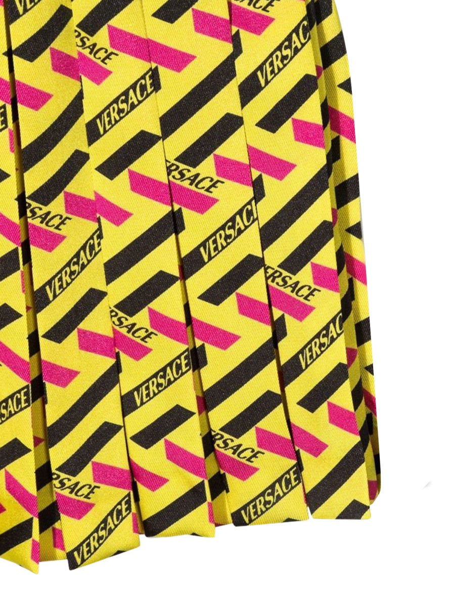 VERSACE Mini Twill Monogram Skirt with Elastic Logo