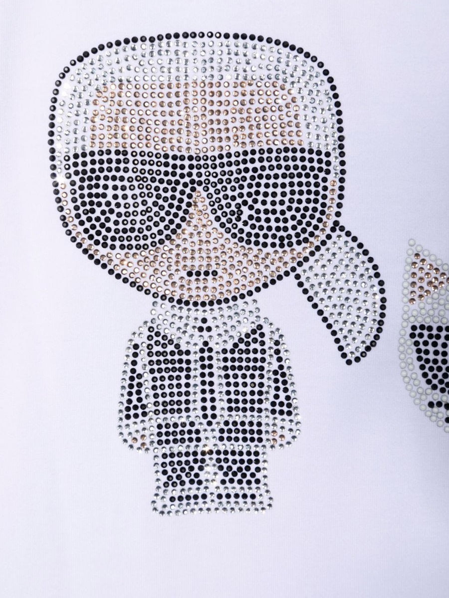 KARL LAGERFELD Mini T-Shirt with Strass and Iconic Design