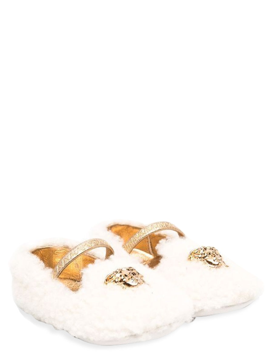 VERSACE Mini Shearling Ballerina Flats