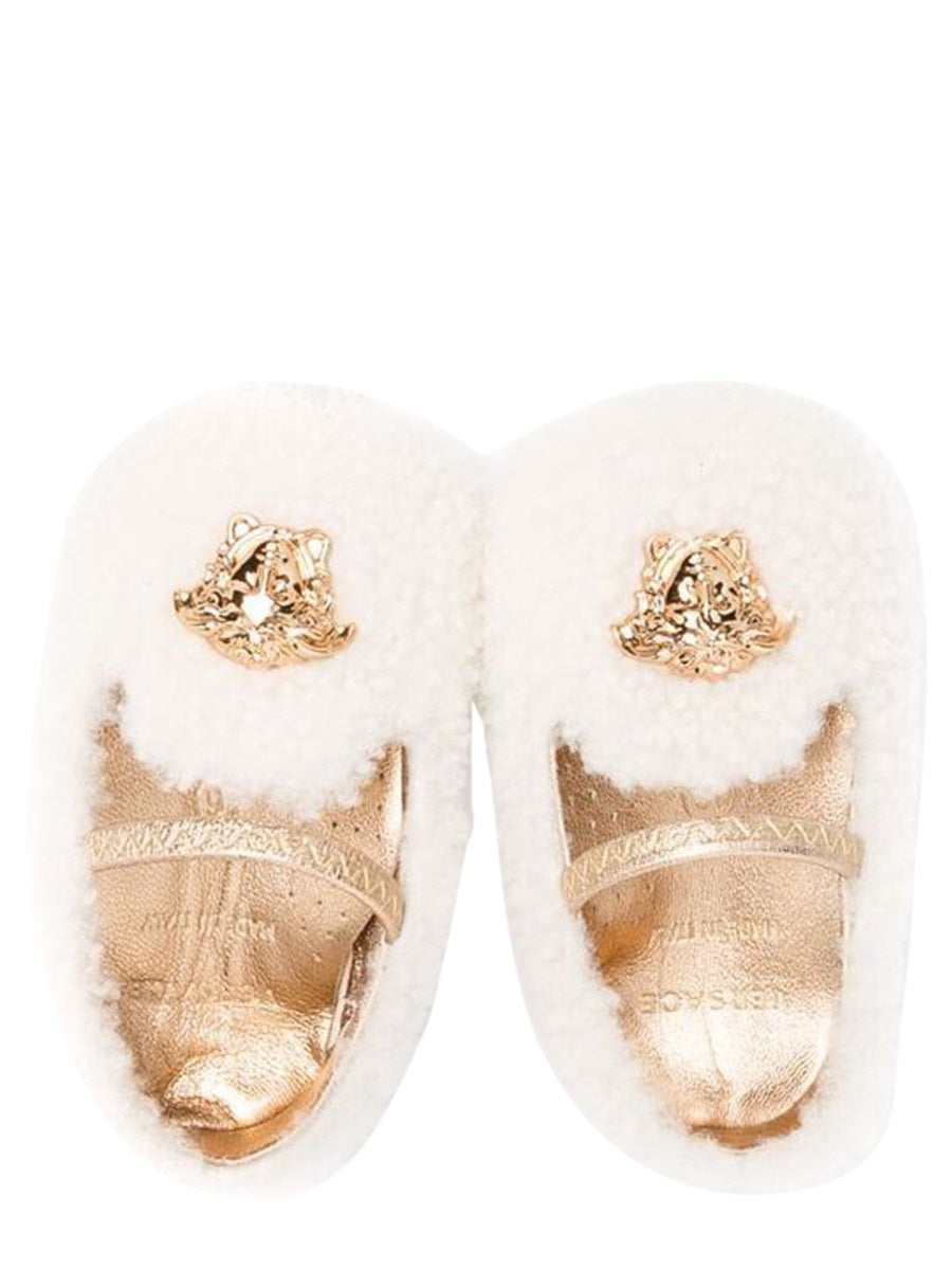 VERSACE Mini Shearling Ballerina Flats