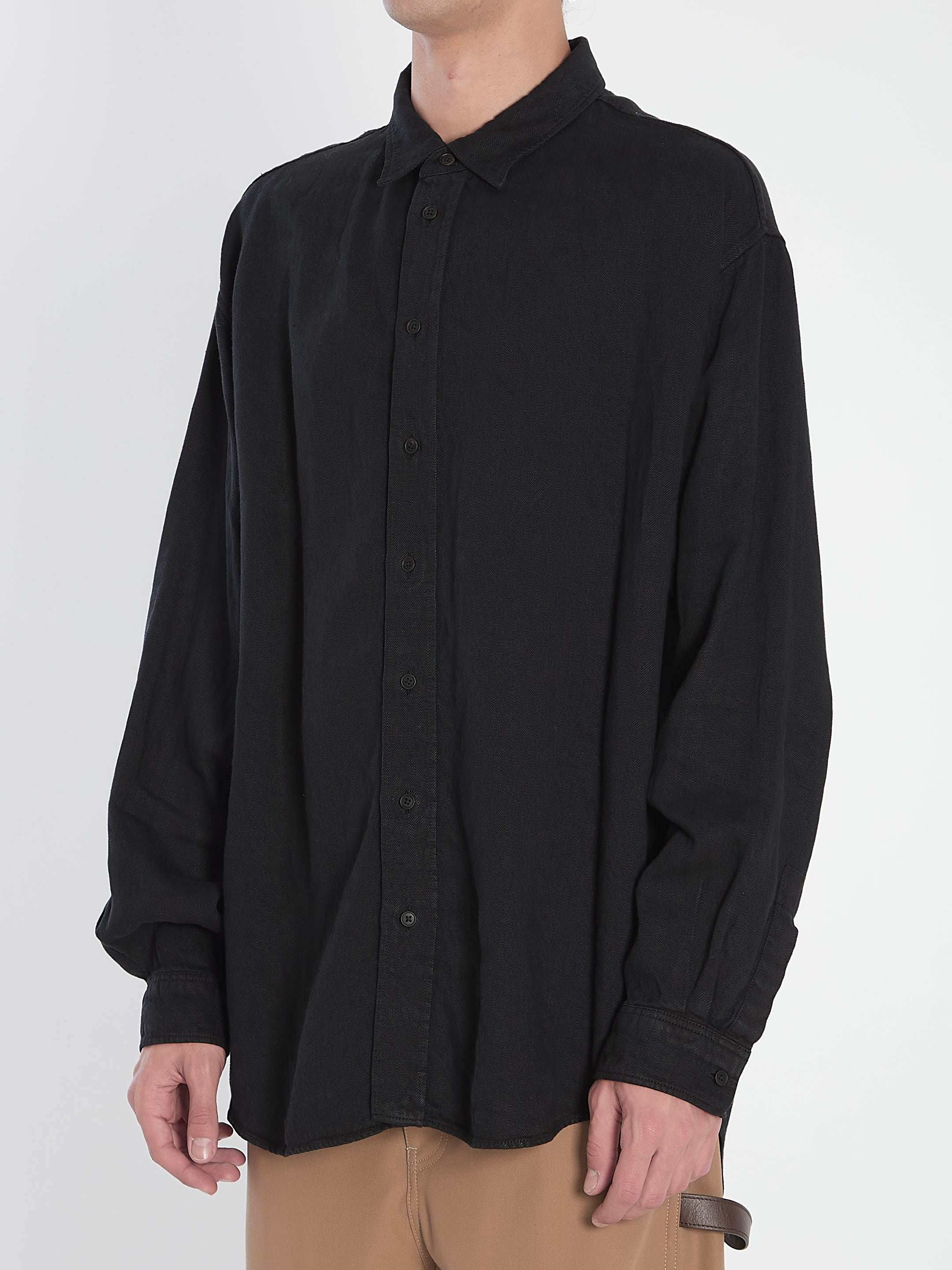 THE ROW Long-Sleeve Linen Shirt - Size L