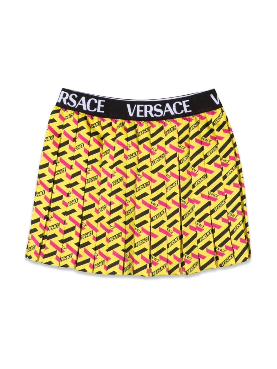 VERSACE Mini Twill Monogram Skirt with Elastic Logo