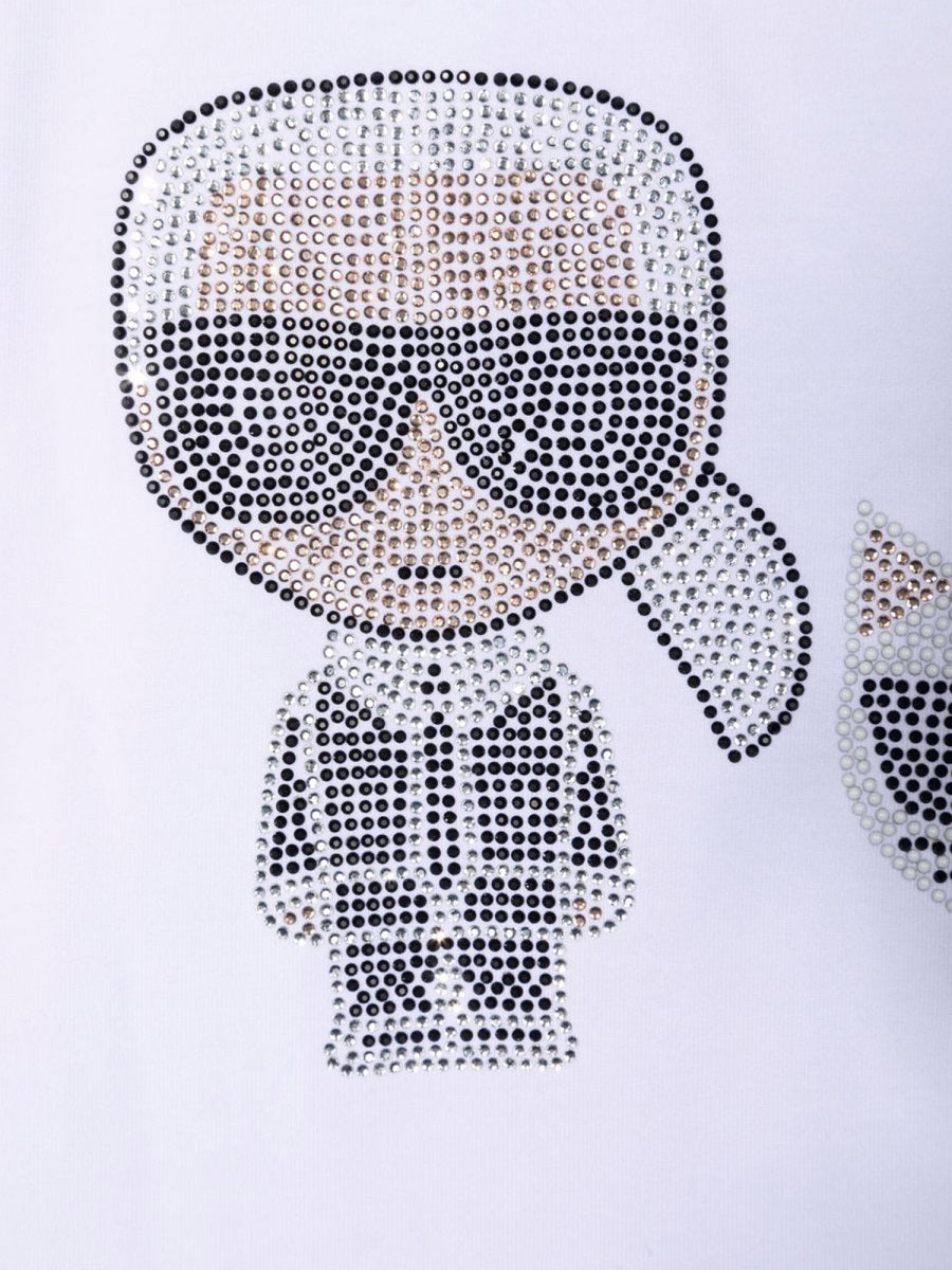 KARL LAGERFELD Mini T-Shirt with Strass and Iconic Design